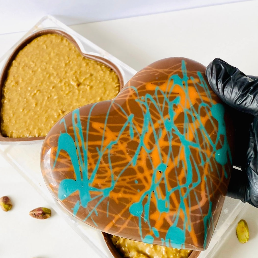 Dubai Style Pistachio & Kataifi Mylk Chocolate Heart.