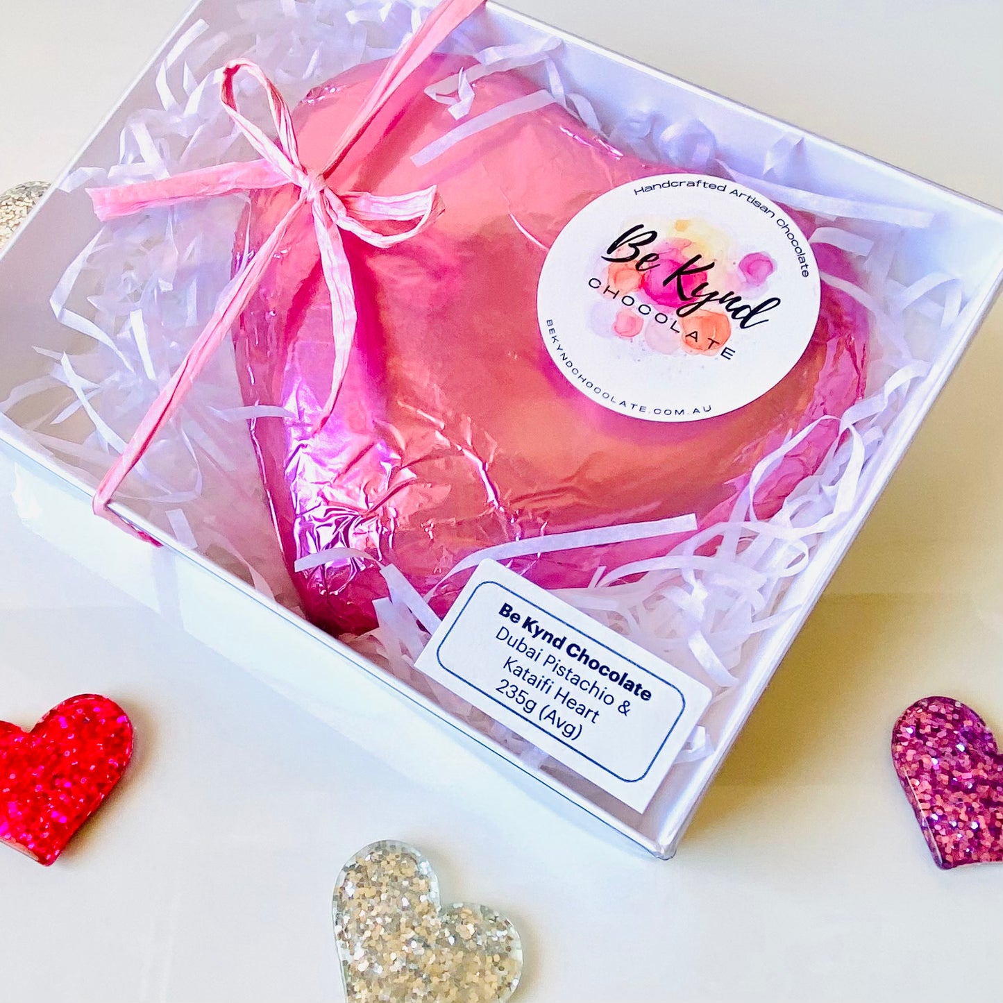 Dubai Style Pistachio & Kataifi Mylk Chocolate Heart.
